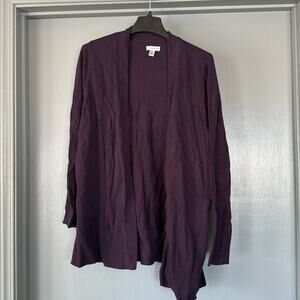 Crofts & Barrow Purple Open Cardigan Women's Sweater  sz 1X Long Sleeves